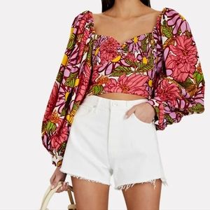 SWF Frida Exaggerated Puff Sleeve Floral Top